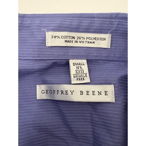 Geoffrey Beene Mens‎ Wrinkle-Free Size Small 14 1/2 32/33 Lavender Button Up - Picture 5 of 6